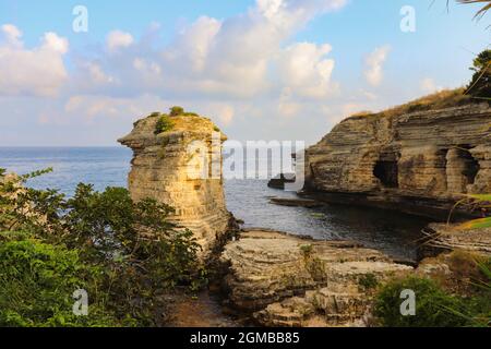 Eagle Rocks are one of the most interesting cliff formations of Kerpe. Stock Photo