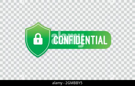 Confidential green stamp vector, isolated on transparent background. Flat icon. Vector illustration. Vector illustration eps 10 Stock Vector