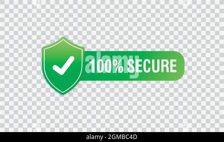 100 Secure grunge vector icon. Badge or button for commerce website. Sign on transparent background. Vector illustration Stock Vector