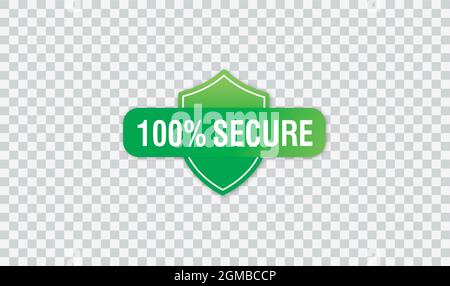 100 Secure grunge vector icon. Badge or button for commerce website. Sign on transparent background. Vector illustration Stock Vector
