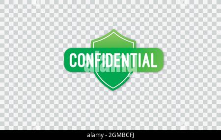 Confidential green stamp vector, isolated on transparent background. Flat icon. Vector illustration. Vector illustration eps 10 Stock Vector