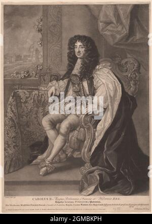 Portrait of King Charles II of England by Johannes Faber in 1750