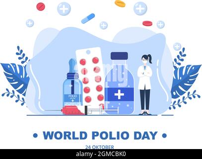 World Polio Day Background Which is Celebrated on October 24 Medicine to Life-Threatening Disease Caused by the Poliovirus. Vector Illustration Stock Vector