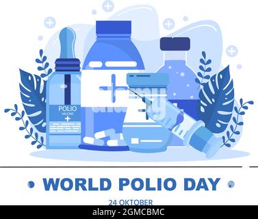 World Polio Day Background Which is Celebrated on October 24 Medicine to Life-Threatening Disease Caused by the Poliovirus. Vector Illustration Stock Vector