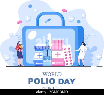 World Polio Day Background Which is Celebrated on October 24 Medicine to Life-Threatening Disease Caused by the Poliovirus. Vector Illustration Stock Vector