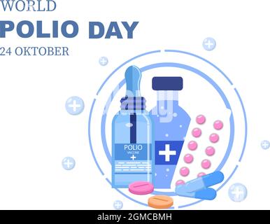 World Polio Day Background Which is Celebrated on October 24 Medicine to Life-Threatening Disease Caused by the Poliovirus. Vector Illustration Stock Vector