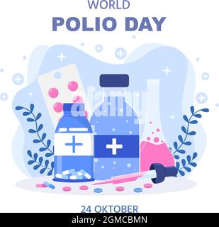 World Polio Day Background Which is Celebrated on October 24 Medicine to Life-Threatening Disease Caused by the Poliovirus. Vector Illustration Stock Vector