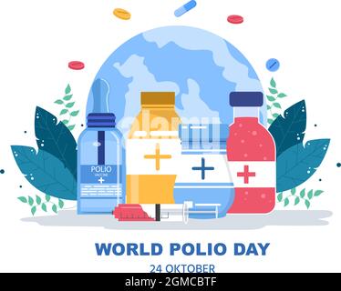 World Polio Day Background Which is Celebrated on October 24 Medicine to Life-Threatening Disease Caused by the Poliovirus. Vector Illustration Stock Vector