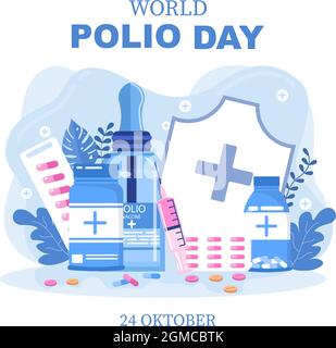 World Polio Day Background Which is Celebrated on October 24 Medicine to Life-Threatening Disease Caused by the Poliovirus. Vector Illustration Stock Vector
