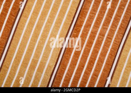 brown striped towel pattern background, cotton towel texture, top view of towel texture Stock Photo