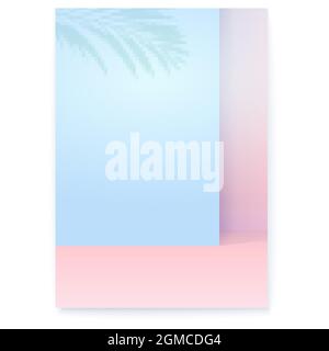 Shadow of palm leaves on minimalistic geometric background. Scene for product display. Vector poster Stock Vector