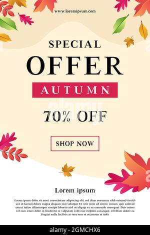 gradient autumn leaves sale banner vector Stock Vector