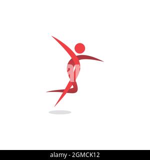 abstract people dance logo icon flat concept vector graphic design Stock Vector