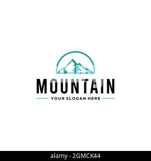 minimal MOUNTAIN half circle travel Logo design  Stock Vector