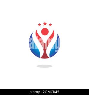 people champion star logo icon flat concept vector graphic design Stock Vector