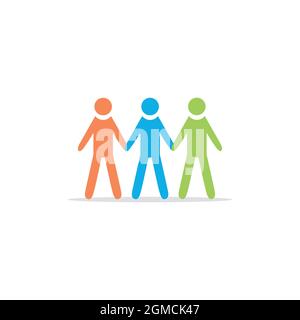abstract people team care logo icon flat concept vector graphic design Stock Vector