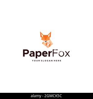 minimalist PaperFox animals wolf logo design  Stock Vector