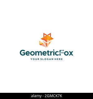 minimalist Geometric Fox square animal logo design Stock Vector