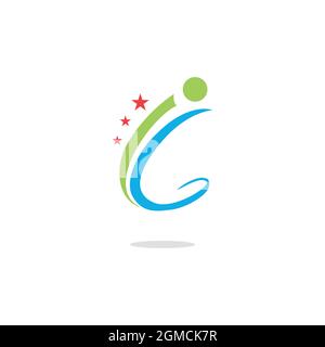 people star number 6 abstract logo icon flat concept vector graphic design Stock Vector
