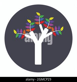 Rainbow white tree Stock Vector