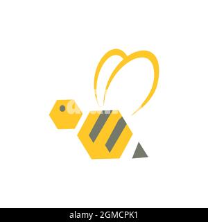 abstract fly bee stylish logo icon flat concept vector graphic design Stock Vector