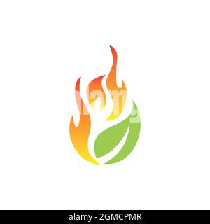 abstract fire leaf logo icon flat concept vector graphic design Stock Vector
