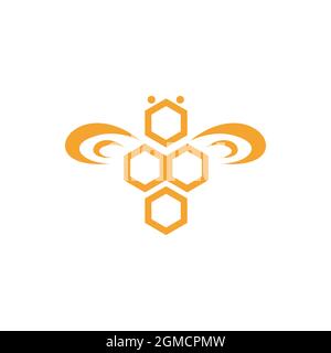 abstract bee honeycomb logo icon flat concept vector graphic design Stock Vector