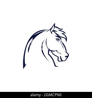 abstract horse head logo icon flat concept vector graphic design Stock Vector