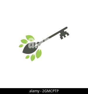 abstract key tree logo icon flat concept vector graphic design Stock Vector