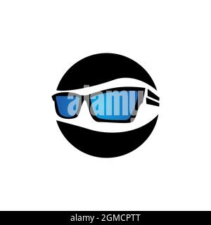 abstract glasses ball logo icon flat concept vector graphic design Stock Vector