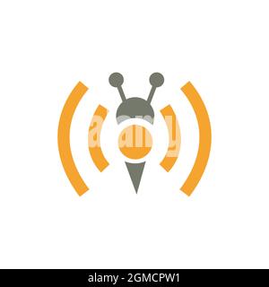 abstract bee podcast logo icon flat concept vector graphic design Stock Vector