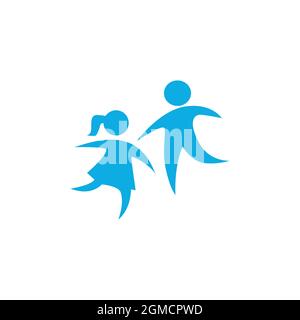 abstract kids playing logo icon flat concept vector graphic design Stock Vector