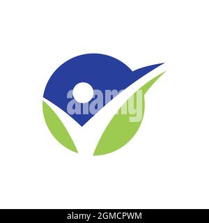 abstract people checklist logo icon flat concept vector graphic design Stock Vector