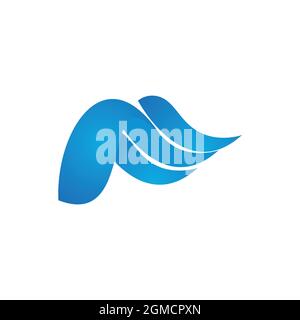 abstract blue wing logo icon flat concept vector graphic design Stock Vector