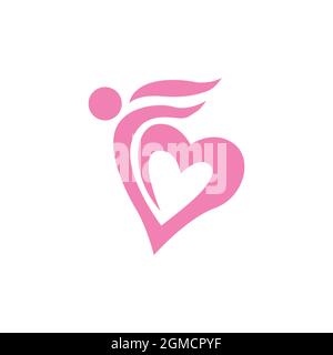 abstract people love fly logo icon flat concept vector graphic design Stock Vector