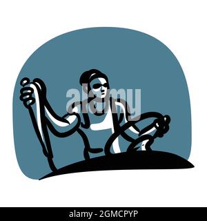 Truck Driver drawing Stock Vector