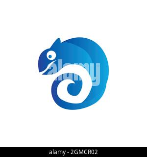 abstract blue chameleon logo icon flat concept vector graphic design Stock Vector