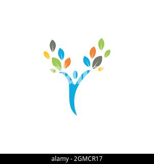 abstract tree people logo icon flat concept vector graphic design Stock ...