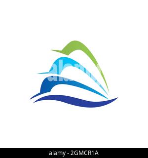 abstract ocean sailing waves logo icon flat concept vector graphic design Stock Vector