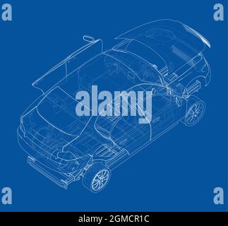 Assembling electric car. Vector Stock Vector