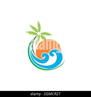 cute Island logo icon flat concept vector graphic design Stock Vector