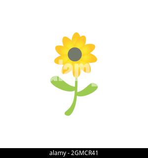 cute sunflower yellow logo icon flat concept vector graphic design Stock Vector