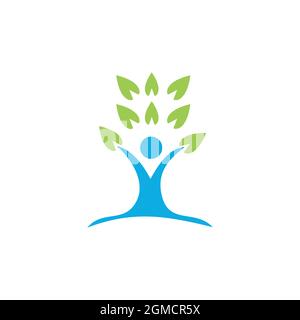 people tree save nature abstract logo icon flat concept vector graphic design Stock Vector