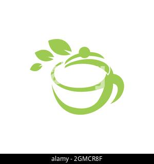green tea cup abstract logo icon flat concept vector graphic design Stock Vector