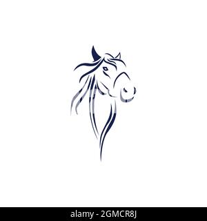 horse head stylish logo icon flat concept vector graphic design Stock Vector