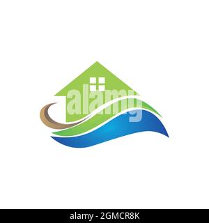 real estate residence logo icon flat concept vector graphic design Stock Vector