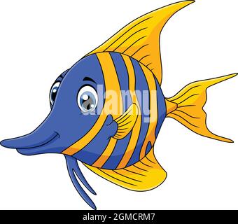 Cute Angel Fish aquatic animal vector cartoon illustration Stock Vector