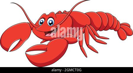Cute Crawfish cartoon vector illustration Stock Vector