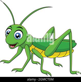 Cute Grasshopper cartoon vector illustration Stock Vector