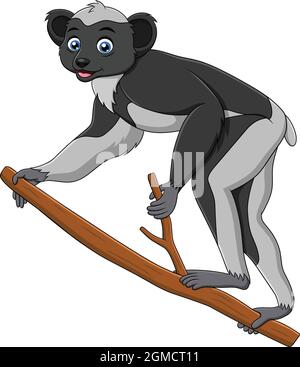 Cute Indri cartoon vector illustration Stock Vector